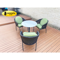 Açık Cafe restoran mobilya yemek seti veranda modern tasarım halat dokuma yemek sandalyesi yastık ile