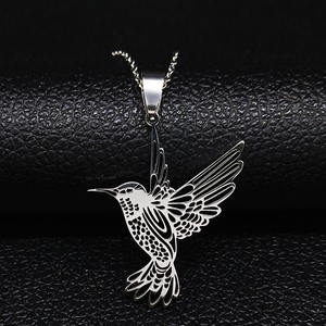 Eenvoudige Dieren Holle Vogel Hanger Inoxideerbare Sleutelbeenketting Kolibrie Hanger Rvs Ketting Voor Vrouwen - Product Image 1
