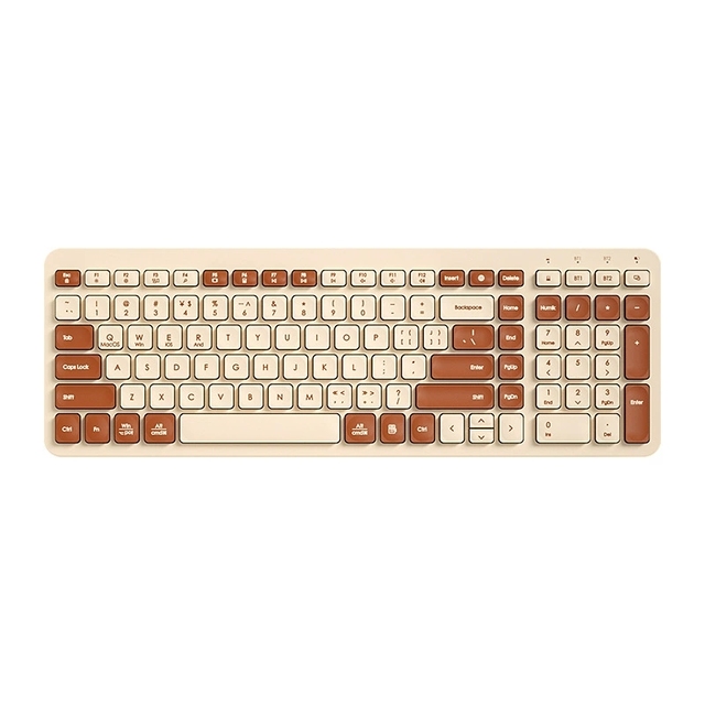Ergonomic Bt5.0 Dual Mode Wireless Silent Keyboard 106 Keys Multi Device Keyboard with Number Pads for Win/android/i.os