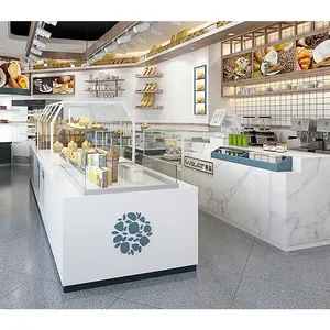 迪拜咖啡面包店布局咖啡厅接待柜台餐厅家具蛋糕和面包店甜糖果亭室内设计