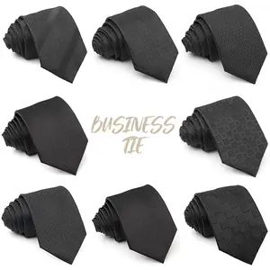 Оптовая Продажа с фабрики мужские модные черные галстуки высокого качества 100% полиэстер галстуки для мужчин все в наличии