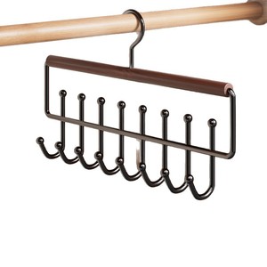 Porte-vêtements multifonctionnel avec 16 crochets, barre en bois, organisateur de rangement pour sous-vêtements, gilets, pantalons, manteaux, type crochet de penderie - Product Image 2