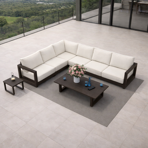 Ensemble <span class=keywords><strong>de</strong></span> canapés <span class=keywords><strong>de</strong></span> <span class=keywords><strong>jardin</strong></span> en aluminium, moderne et luxueux, résistant aux intempéries, avec sièges profonds, pour terrasse, balcon, véranda - Product Image 2