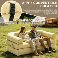 Canapé-lit gonflable 2-en-1 avec housse en tissu lavable, pliable, double, gonflable, 2 places, portable, pour le camping, l'extérieur et la maison
