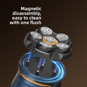 Rasoio Elettrico per Uomo, Impermeabile, per <span class=keywords><strong>Rasatura</strong></span> <span class=keywords><strong>a</strong></span> <span class=keywords><strong>Secco</strong></span> e Umido, 5W 1400mAh, Rasoio Rotante Ricaricabile per Testa Calva - Product Image 3