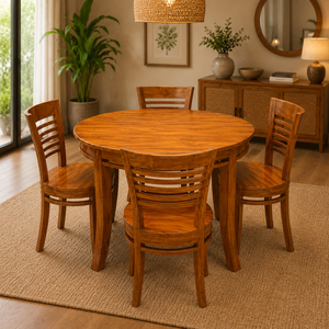 Traditional Eco-Friendly Wood Dining <b>Chair</b> <b>with</b> <b>Round</b> Seat and Slatted Back for Home or Hotel Use From Indonesia Supplier - Product Image 6