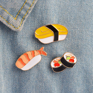 3 Estilos de Broches de Sushi Kawaii con Forma de Salmón Nori, Insignias de Comida Japonesa, Broches de Esmalte de Anime Lindos para Regalo de Amigos - Product Image 2