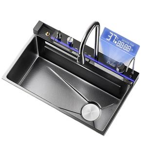 Fregadero Multifuncional <span class=keywords><strong>de</strong></span> Acero Inoxidable 304 con Teclado <span class=keywords><strong>de</strong></span> Piano Electrochapado, Grifo con Pantalla Digital LED, Fregadero <span class=keywords><strong>de</strong></span> Cocina para el Hogar - Product Image 2