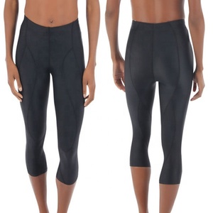 Legging Capri de Yoga Taille Haute Épais Couleur Unie pour Femme, Contrôle du Ventre, Entraînement, Course, Extensible, Anti-Transpiration, Cordon de Serrage - Product Image 1