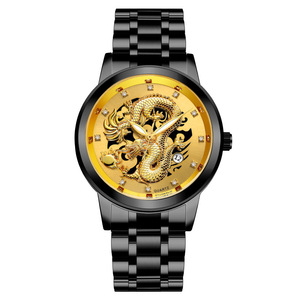 <span class=keywords><strong>Montre</strong></span> pour <span class=keywords><strong>homme</strong></span> Fashion Calendar, bracelet en acier, non mécanique, étanche, avec cristaux et strass, motif dragon chinois. - Product Image 6