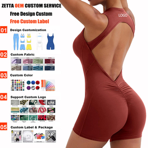 Combinaisons courtes personnalisées avec logo, écologiques, anti-humidité, à col montant, ouverture au dos, en nylon et élasthanne, style V Scrunch Bum - Product Image 1