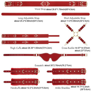 Set BDSM per Adulti con 11 Pezzi, Cinture Regolabili per Uomo <span class=keywords><strong>e</strong></span> Donna, Rosso <span class=keywords><strong>e</strong></span> Nero, SM per Marito <span class=keywords><strong>e</strong></span> Moglie - Product Image 5