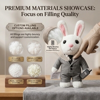 Peluche Lapin d'Affaires Personnalisée de Haute Qualité, Super Douce, Pondérée, Rembourrée en Coton PP Sûr, Fabricant OEM ODM, Marque BIPU, pour Fêtes