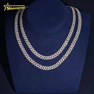 Inventario Local en EE. UU. Joyería Hip Hop Cadena Cubana de Moissanita de Plata 925 con 2 Hileras de 8mm en Oferta con Certificado GRA - Product Image 2