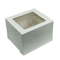 Boîte à gâteau en carton avec fenêtre transparente, forme personnalisée, finition mat laminée, bon prix, gaufrage feuille d'or pour produits alimentaires