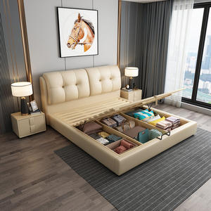 Elegance-Lit en cuir confortable, meuble classique, capitonné, lit d'hôtel de luxe, rembourrage solide en bois dur, support en latte de pin - Product Image 3