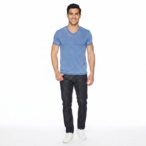 T-shirt col V 100 % coton pour homme – Vente en gros, écologique, coupe ajustée, confortable, coupe classique, idéal pour le sport - Product Image 1