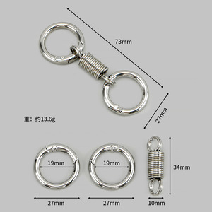 Zinc Alloy Spring Double <b>Ring</b> Keychain 73mm Car Key Accessory Simple Metal <b>Keyring</b> Pendant - Product Image 1