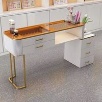 Bureau à ongles unique en verre japonais Le bureau à ongles simple de luxe léger peut être plié table à ongles