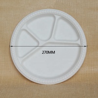 Assiette de 11 pouces avec 4 compartiments, en amidon de maïs, biodégradable, jetable, ronde, pour une bonne valeur pour le prix