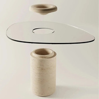 Table d'appoint en verre travertin haut de gamme, table d'appoint multi-scènes pour hôtel/boutique à domicile