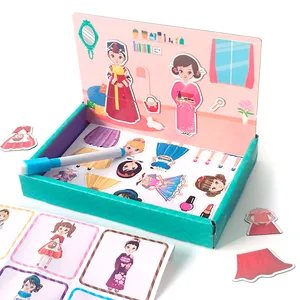 नई प्रारंभिक शिक्षा शिशु खिलौने वैरिएबल ड्राइंग बोर्ड गेम पोशाक बच्चों के लिए चुंबकीय पहेली जिगसॉ पहेली