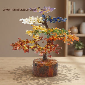 300 Pierres Précieuses Naturelles 7 Chakras Arbre Feng Shui Décoration Maison Sculpture en Cristal Faite à la Main - Product Image 2
