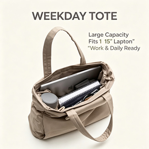 Bolso Tote Informal Unisex para el Día a Día, Bolso de Hombro de Nailon Impermeable con Compartimento para Portátil y Compartimento para Carro - Product Image 2