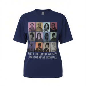 T-shirt da donna Navy a maniche corte girocollo con stampa femminista 100% cotone jersey vestibilità regolare per tutte le stagioni stile casual - Product Image 1