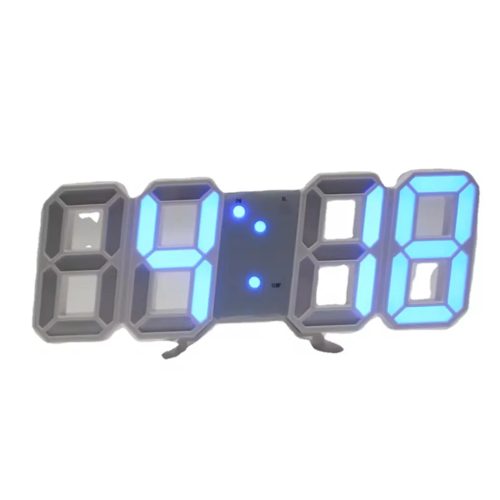 현대 스마트 3D LED 테이블 벽 시계 야간 조명 시계 알람 시계 창고 사무실 거실 12/24H 밝기 조정