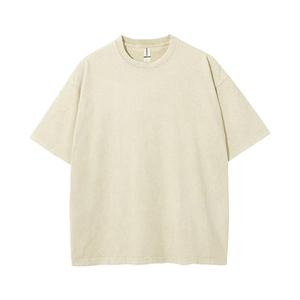 Camiseta de Manga Corta Oversize Lisa Teñida 100% Algodón para Hombre, Cuello Redondo Casual, Color Sólido, Tejido de Punto Jersey 250g - Product Image 1