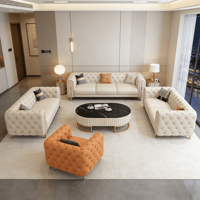 Ensemble de canapés sectionnels en cuir de luxe de style européen pour salon moderne italien de grande taille