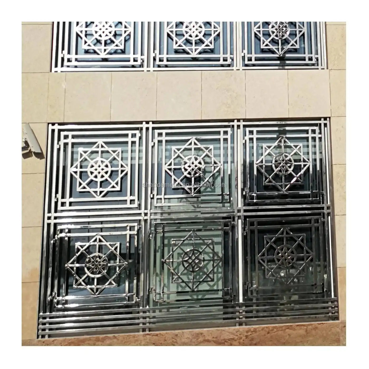 Özel evler Metal alüminyum dövme Windows için pencere demiri tasarım dekoratif güvenlik ızgaraları