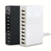 Station de charge rapide intelligente pour smartphone, 10 ports USB, sortie 12A 60W, sécurité intelligente, compatible Galaxy Note 8