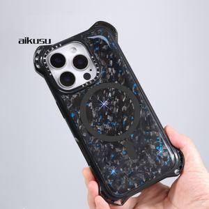 Coques de téléphone en fibre de carbone Forge pour iPhone 16 Pro Max, compatible avec le chargement sans fil pour iPhone 14 Pro Max, 16, 15 Pro Max, 14 - Product Image 2