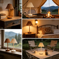Lampe de table moderne en rotin tressé rechargeable par LED 5V, lampe de bureau pour salon, chambre à coucher, décoration de la maison