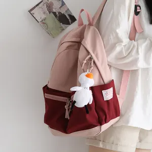 Mochila unissex impermeável com painel, mochila escolar de nylon para meninos e meninas