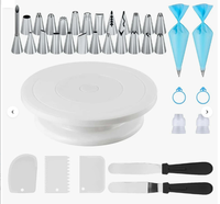 Kit de décoration de gâteaux écologique, ensemble de 36 outils en acier inoxydable, plateau tournant, douilles à pâtisserie, spatules à glaçage, grattoirs