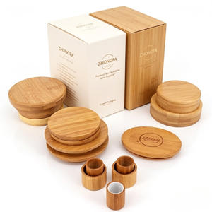 Mejor Precio Tapas Abatibles de Bambú Natural y Madera para Frascos Mason, Contenedores de Almacenamiento y Tapas Redondas para Vasos - Product Image 1