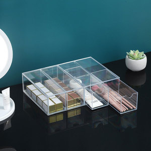 Acrylic <b>Drawer</b> <b>Storage</b> Box 24.6x17.5x6.5cm With Compartments For Makeup Organizers Transparent <b>Stackable</b> Desktop Organizer - Product Image 1
