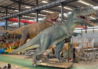 Dinosaure robotique animatronique pour projet de parc à thème, avec simulation sonore et mouvements réalistes