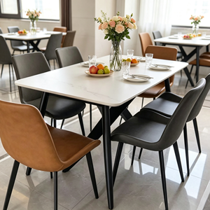 Juego de Comedor Rectangular Moderno de Piedra Sinterizada con 6 Sillas de Cuero PU, Diseño Minimalista, Muebles para el Hogar - Product Image 6