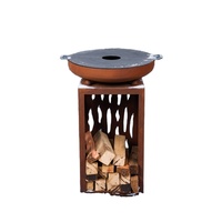 Suministro de Fábrica: Chimenea Bio Multifuncional 3 en 1 para Patio y Cocina, Plancha de Acero Corten con Llamaras para Chimenea