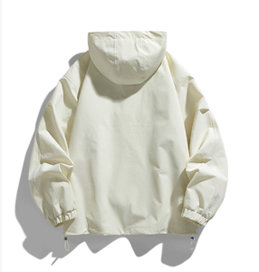 Chaqueta de jersey con media cremallera y logotipo personalizado para hombre Sudaderas con capucha de poliéster de Primavera de corte holgado con <span class=keywords><strong>dobladillo</strong></span> de puño elástico y bolsillo frontal con cremallera - Product Image 5