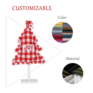 Dekorasi pohon Natal desain kain merah dan putih perlengkapan kerajinan ornamen Natal dekorasi perapian meja pohon sukacita - Product Image 5