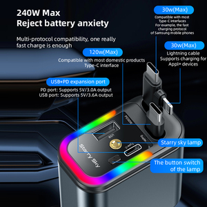 Nuevo Cargador <span class=keywords><strong>de</strong></span> Coche Retráctil Starlight con LED, Cargador <span class=keywords><strong>de</strong></span> Coche <span class=keywords><strong>de</strong></span> Carga Rápida Dual PD 120W USB C <span class=keywords><strong>para</strong></span> <span class=keywords><strong>iPhone</strong></span>/Tablet Android - Product Image 6