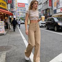 Nouveau pantalon décontracté pour femme 2026, couleur unie, coupe droite, taille haute, ample et élégant
