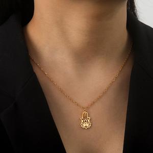 สร้อยคอรูปมือฮัมซา มือฟาติมา ดอกบัว โยคะ <span class=keywords><strong>พระ</strong></span>พุทธรูป เครื่องประดับนำโชค ทำจากสแตนเลส เครื่องรางทางจิตวิญญาณ - Product Image 4