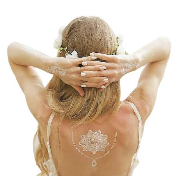 White lace wedding body temporary tattoo henna tattoo stickers waterproof|  Alibaba.com