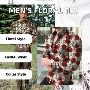Nouvelle Arrivée Hommes Casual Floral Imprimé Graphique Tee Simple Boutonnage XL Chemise Homme De Lux En Gros Fabricant <span class=keywords><strong>Chinois</strong></span> - Product Image 3